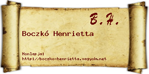 Boczkó Henrietta névjegykártya
