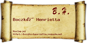 Boczkó Henrietta névjegykártya